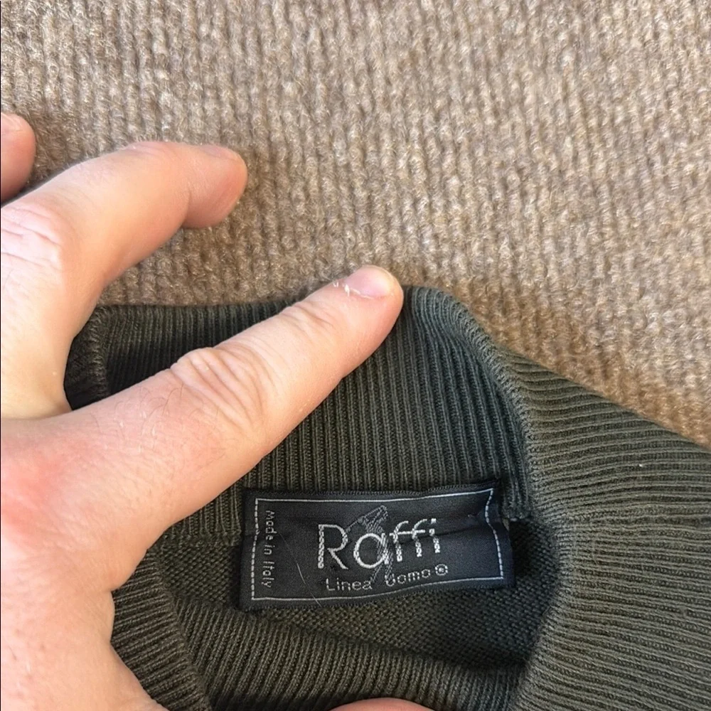 Raffi Linea Uomo Sweater Mens L Cotton Preppy Made In Italy Vintage Green